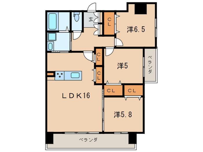 KSK門司コアプレイス(3LDK/7階)の間取り写真