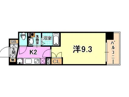 アルファレガロ神戸ウエスト(1K/7階)の間取り写真