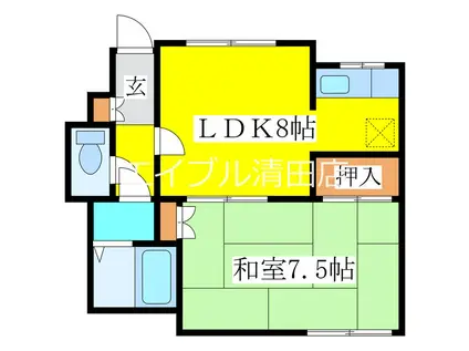 平岡パレスI世(1LDK/1階)の間取り写真