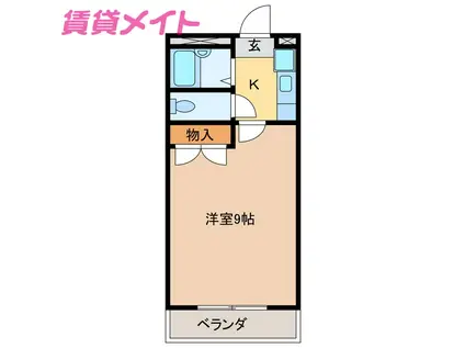 大谷第一(1K/2階)の間取り写真