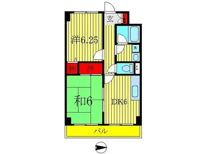テラスコート柏(2DK/1階)の間取り写真