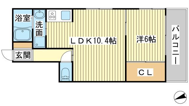 コーポ有本(1LDK/3階)の間取り写真