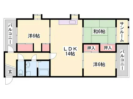 メゾンやすむろII(3LDK/4階)の間取り写真