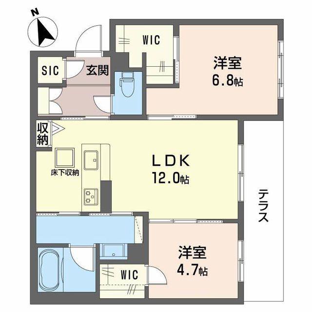 シャーメゾン ブランヴェール住之江(2LDK/1階)の間取り写真