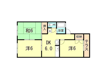 ルシエール竜が岡(3DK/2階)の間取り写真