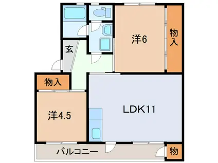 マンション元町(2LDK/1階)の間取り写真