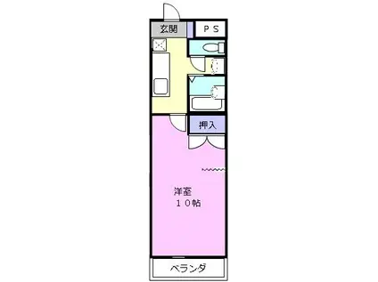 KURIMAマンション(1K/3階)の間取り写真