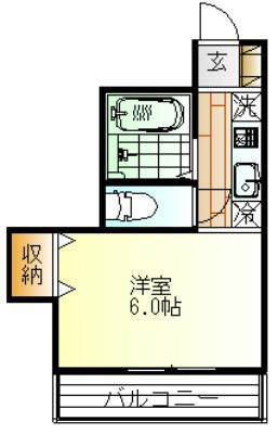上大槻ハイツ(1K/2階)の間取り写真