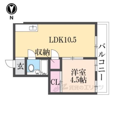 伊丹中央ビル(1LDK/4階)の間取り写真
