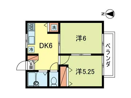 メゾンフルール(2DK/2階)の間取り写真