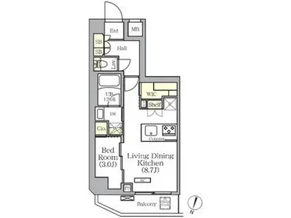 ARKMARK世田谷砧(1LDK/6階)の間取り写真