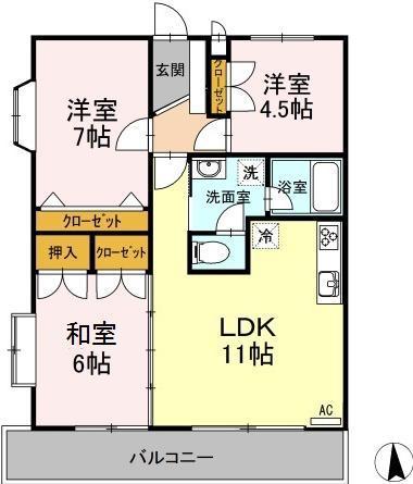 ラーバンハイツ(3LDK/1階)の間取り写真