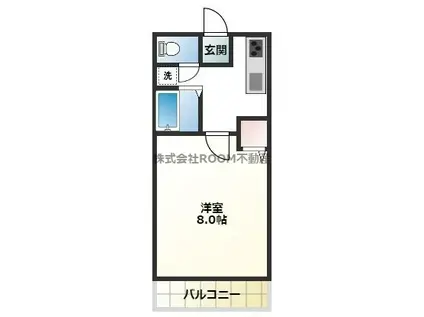 第2年見マンション(1K/1階)の間取り写真