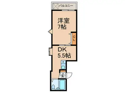 GYM清水が丘(1DK/5階)の間取り写真