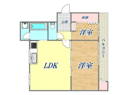 東仁川団地2号棟(2LDK/2階)の間取り写真