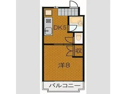 ファミーユII(1DK/3階)の間取り写真