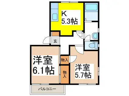 エステートこやまSE(2K/2階)の間取り写真