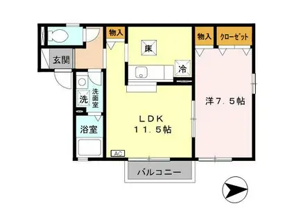 エクセレントステージ(1LDK/2階)の間取り写真