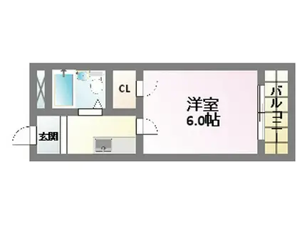 レガーレ駒川(1K/4階)の間取り写真