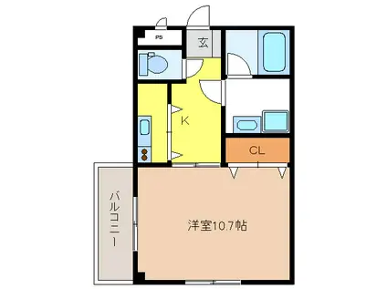 パクトル(1K/2階)の間取り写真