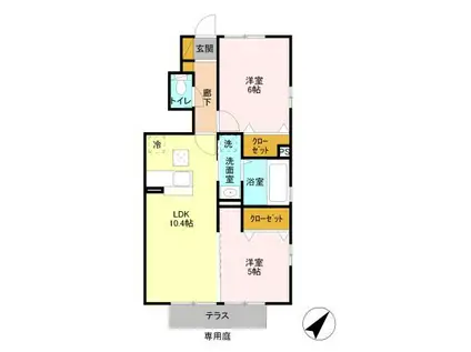 メゾンクオーレ(2LDK/1階)の間取り写真