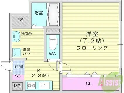 ベル・ドミール(1K/3階)の間取り写真