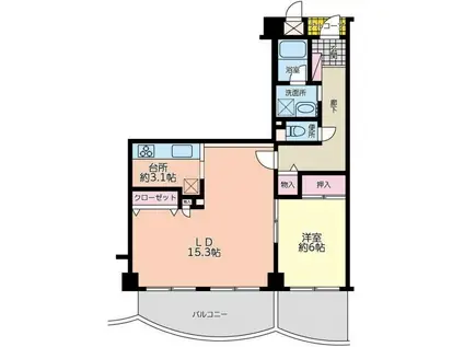 リブポート末広(1LDK/6階)の間取り写真