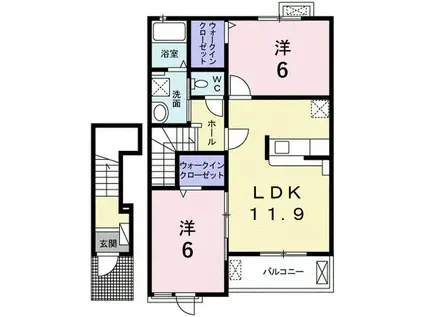 クレールIV C(2LDK/2階)の間取り写真