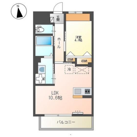 アリエス八本松(1LDK/2階)の間取り写真