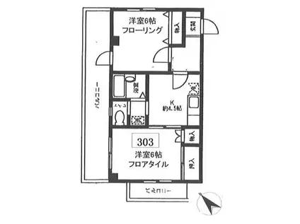 ブルーハイネス落合(2K/3階)の間取り写真