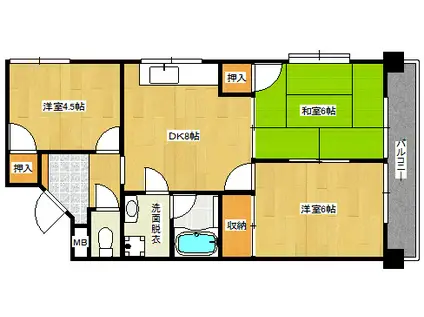 第一世良ビル(3DK/3階)の間取り写真