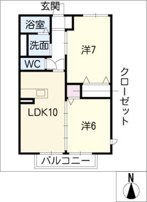 SOCIE(2LDK/2階)の間取り写真