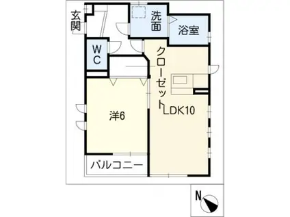 サンティール(1LDK/2階)の間取り写真