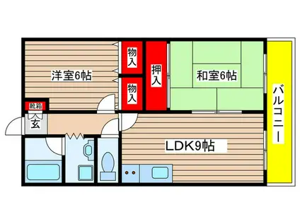 グレンコートⅠ(2LDK/1階)の間取り写真