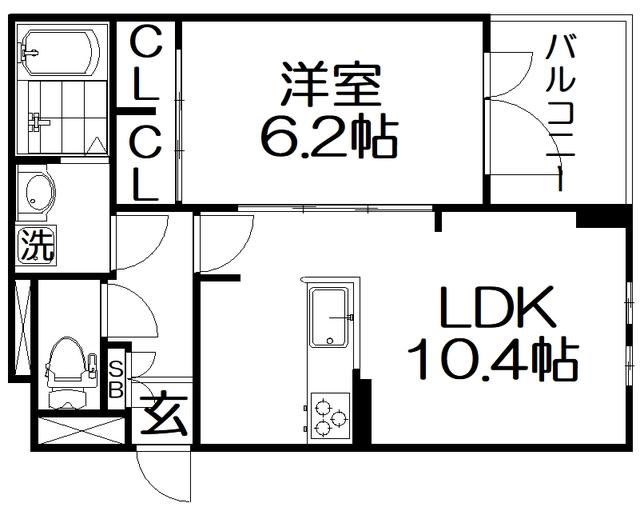 パインオークA棟(1LDK/3階)の間取り写真