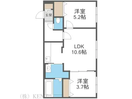 HALENIX札幌医大前(2LDK/4階)の間取り写真