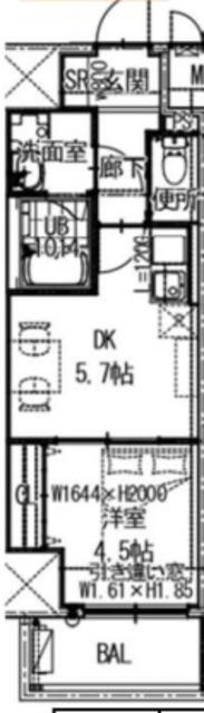 ARCA堺綾之町(1DK/2階)の間取り写真