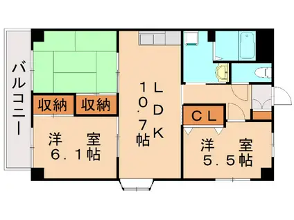グリーンヴィレッジ則松 A棟(3LDK/3階)の間取り写真