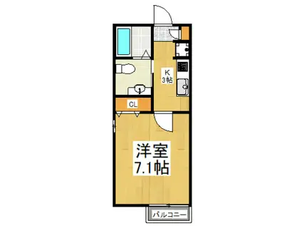フェリーチェ(1K/2階)の間取り写真