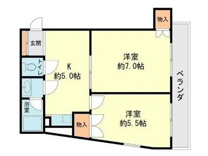 ビラージュ二日市(2K/3階)の間取り写真