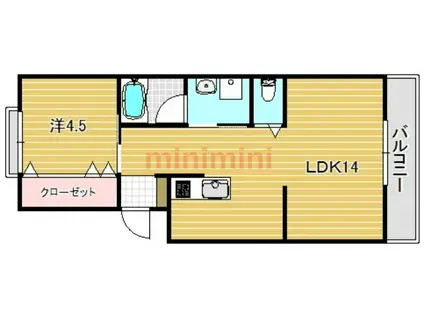 マンション東岡(1LDK/2階)の間取り写真