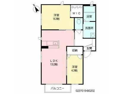 シャーメゾンD-SKY II棟(2LDK/2階)の間取り写真