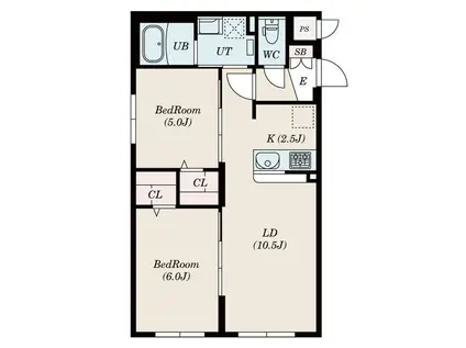 ミアカーサ南郷(2LDK/3階)の間取り写真