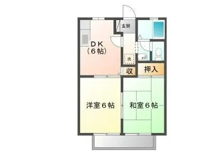 アプリコットハイツB(2DK/2階)の間取り写真