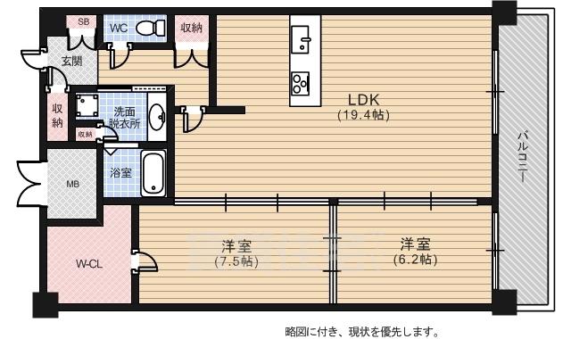 グランアークテラス(2LDK/8階)の間取り写真