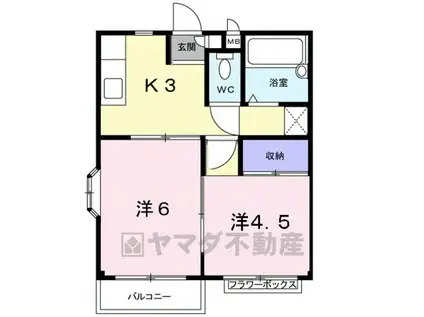 レジデンス下栗(2K/2階)の間取り写真