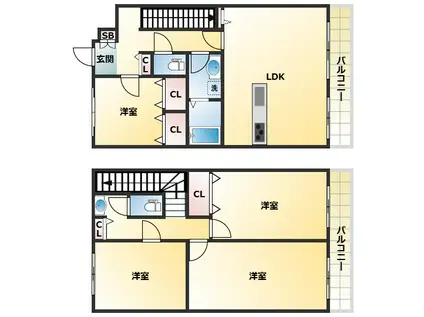 ガーデンハイツ加美B(4LDK/4階)の間取り写真
