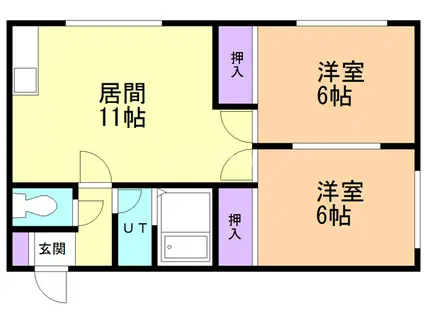 コーポ港町(2LDK/2階)の間取り写真