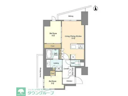 コンフォリア竹ノ塚イースト(2LDK/8階)の間取り写真