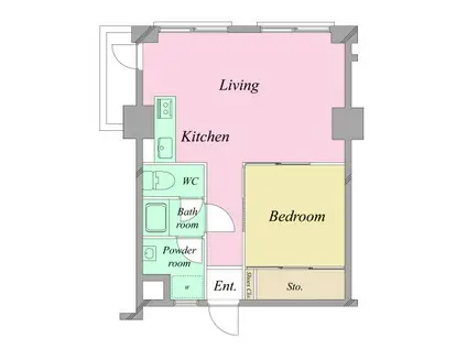 ライオンズマンション市ヶ谷(1LDK/2階)の間取り写真